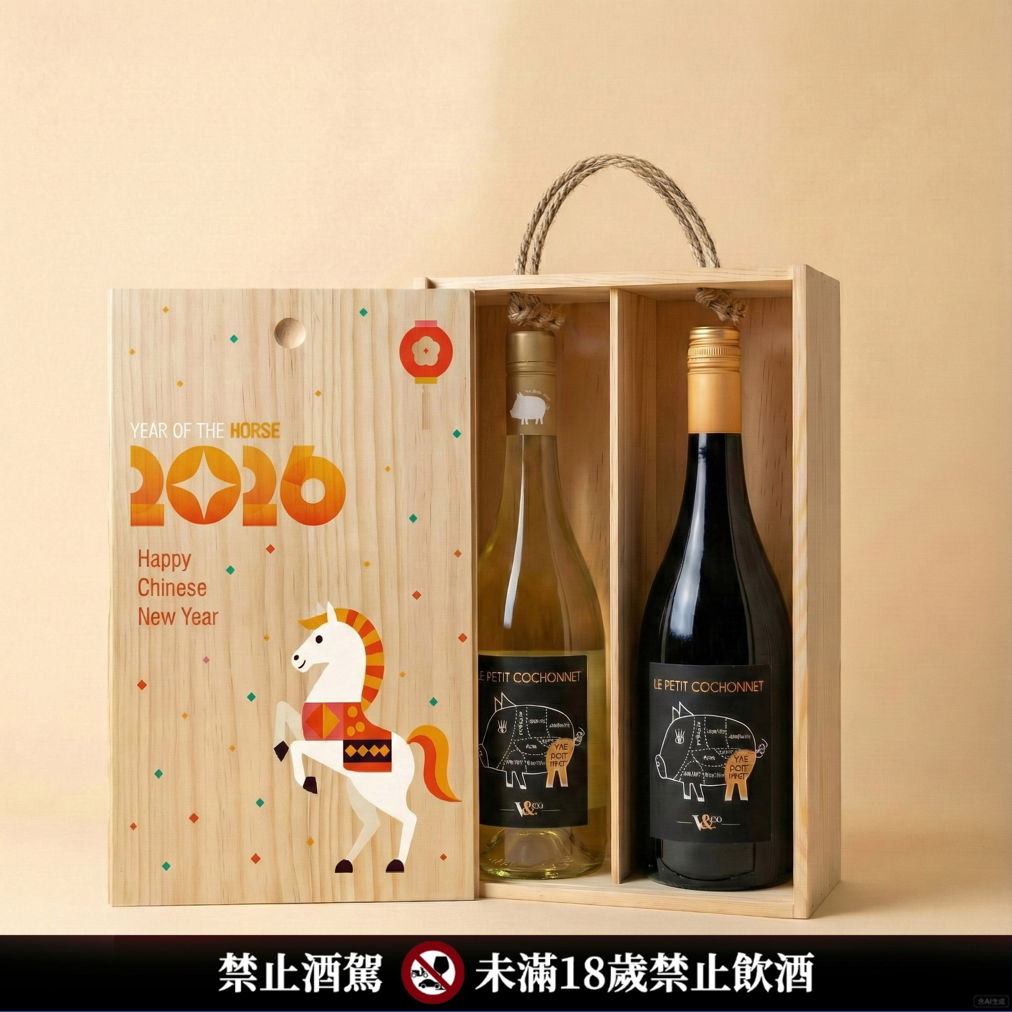 南法小豬珍藏白酒與紅酒｜新年賀歲原木禮盒展示｜Givers